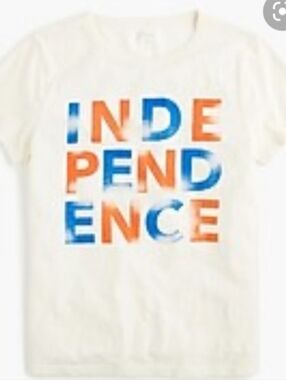 Crewcuts Cream Tee with Orange & Blue 'INDEPENDENCE' Graphic